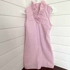 Mud Pie pink and white seersucker dress
